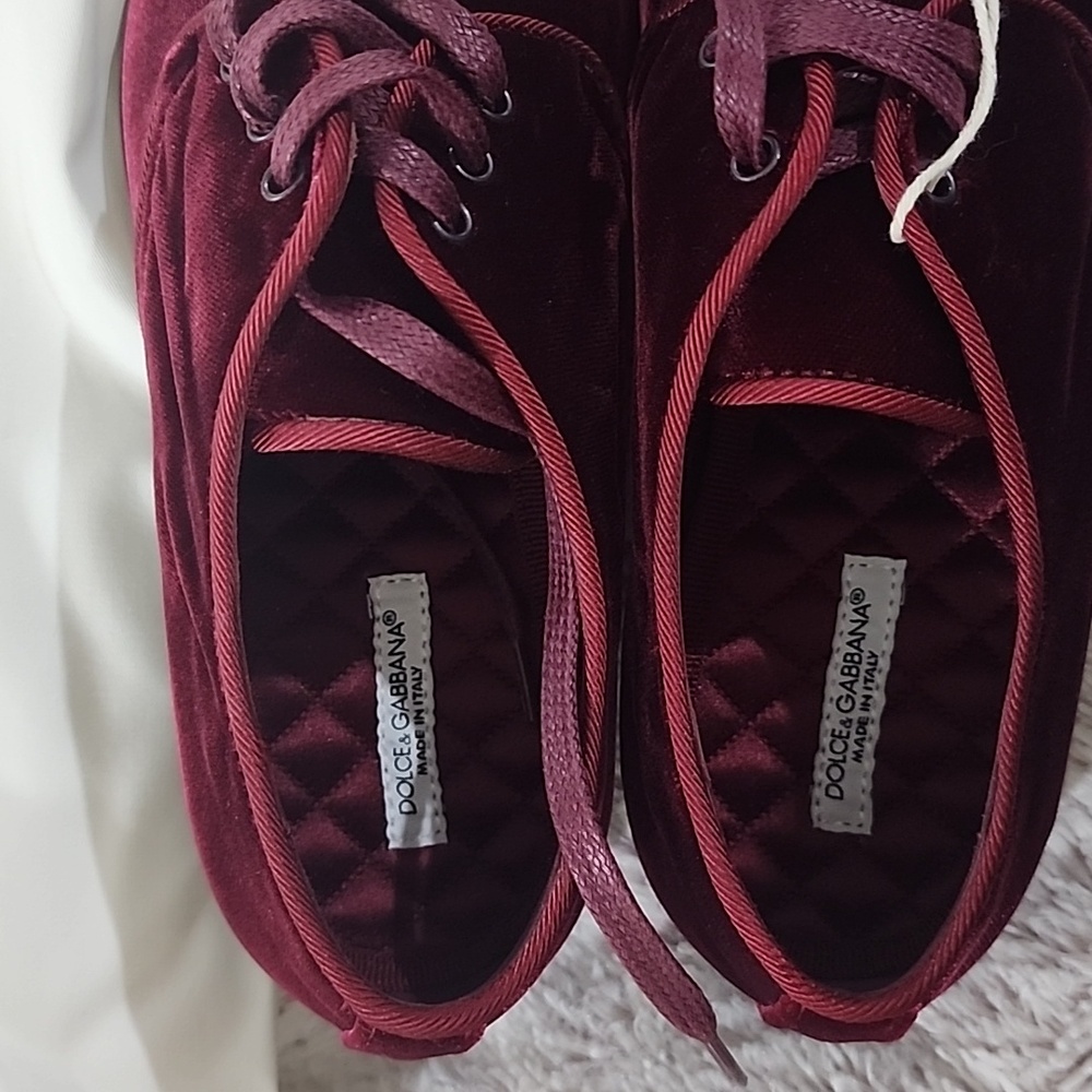 Velvet lace ups Burgundy color Dolce & Gabbana shoes boys size 33 NWB - Picture 3 of 6